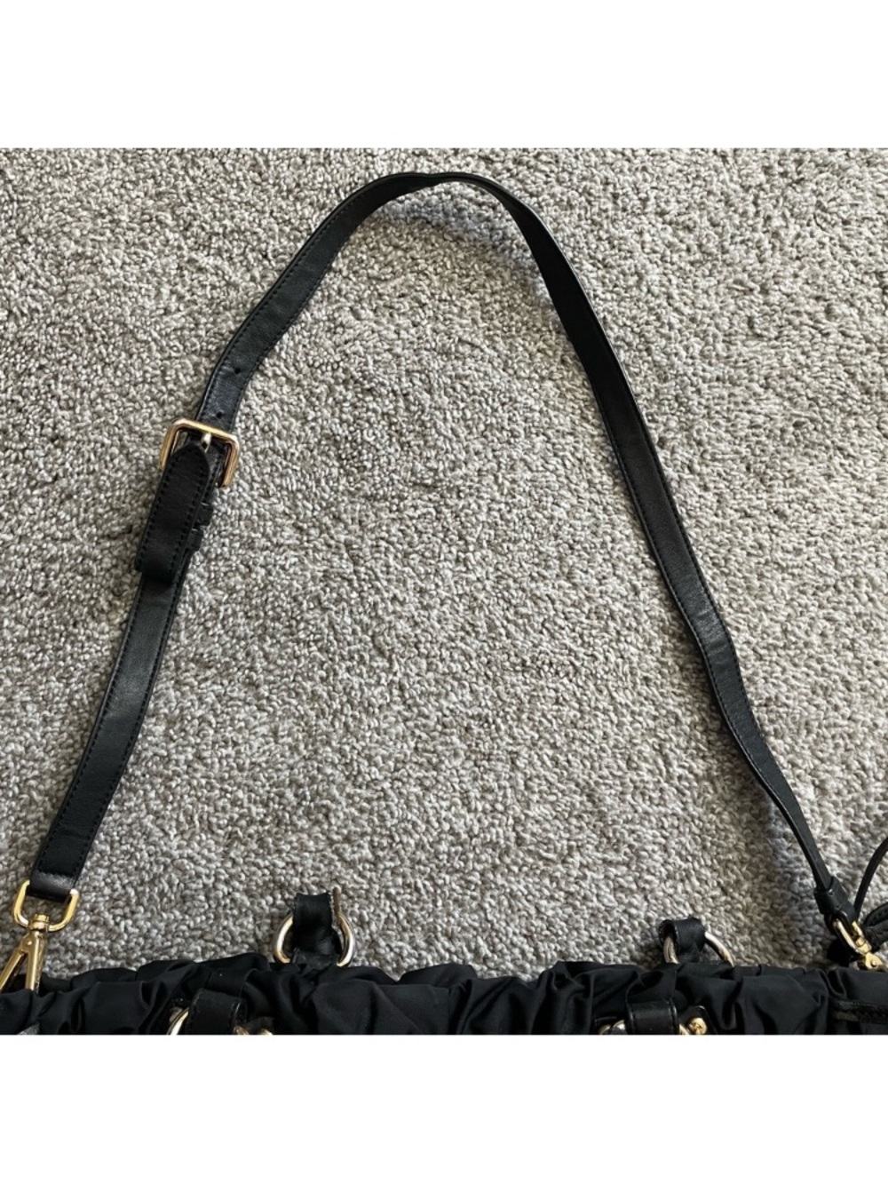 🔥 Price lowered Prada Tessuto Gaufre  Ruched Nylon and leather bag. Authentic - Picture 9 of 17